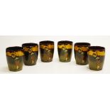 Six Royal Doulton golfing Kingsware beakers