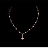 Cultured pearl and silver chain necklace