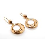 Early 20th C. 9ct rose gold hanging earrings