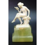 Art Deco ivory seated lady reading a book figure