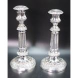 Pair of Sheffield plate telescopic candlesticks