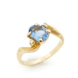 Topaz and diamond set 14ct yellow gold ring