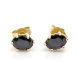 Blue sapphire set 18ct yellow gold stud earrings
