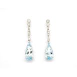 Aquamarine, diamond set 18ct white gold drop