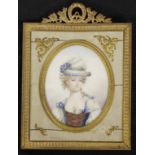 Antique hand painted portrait miniature