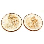 Pair Continental Courting couple wall plaques