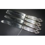 Set four Georg Jensen 'Acorn' sterling knives