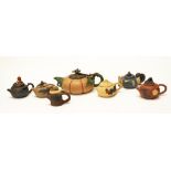 Seven miniature Chinese YiXing teapots