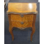 Italian brass gallery inlaid bedside table