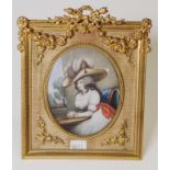 Antique brass framed portrait miniature