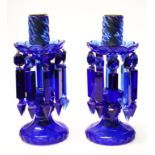 Pair of Bohemian cut crystal candlestick lustres