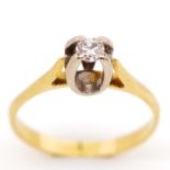Solitaire diamond and 18ct two tone gold ring