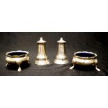 Four sterling silver condiment items