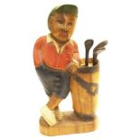Vintage carved timber & painted golfing figure