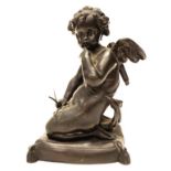 Bronzed seated Cherub Figure