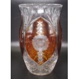 Large Bohemian glass crystal table vase