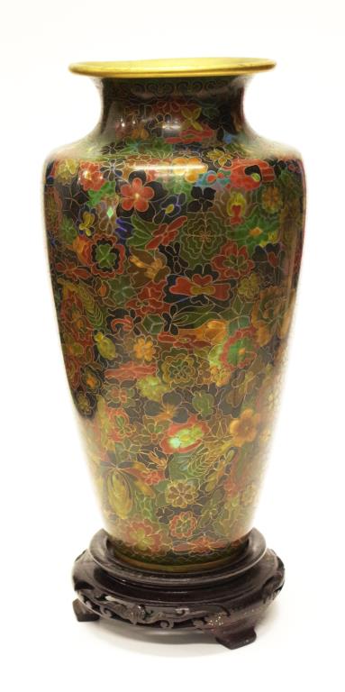 Large Chinese cloisonne floral vase