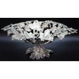 Silver plated pierced footed grape bowl