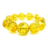 Yellow / green Baltic amber beaded bracelet