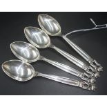 Set four Georg Jensen 'Acorn' dessert spoons