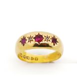 Edwardian 18ct yellow gold, ruby and diamond ring