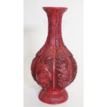 Chinese carved cinnabar style vase
