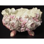 Vintage Continental floral encrusted ceramic bowl