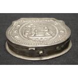 Continental silver figural embossed snuff box