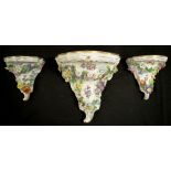 Three Dresden decorative porcelain wall brackets