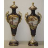 Pair of 19th century Sevres style lidded vases