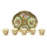 Antique set Chinese Cantonese coffee cups