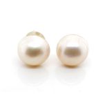 Mabe pearl and silver stud earrings