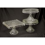 Three good pressed glass cake stands