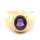 Amethyst and 9ct yellow gold ring