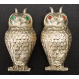 Pair continental silver Owl form salt and peppers