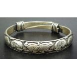 Chinese embossed silver bangle