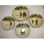 Four various Royal Doulton golfing series bowls