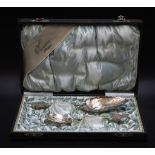 Cased Dutch silver set of sifting spoons
