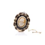Victorian gold cameo and mourning brooch