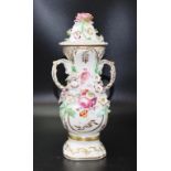 Antique floral encrusted lidded ewer