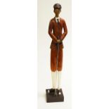 Large carved timber figure of a gentleman golfer