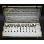 Cased set of eleven Dutch silver coffee spoons