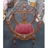 Gothic style X frame arm chair