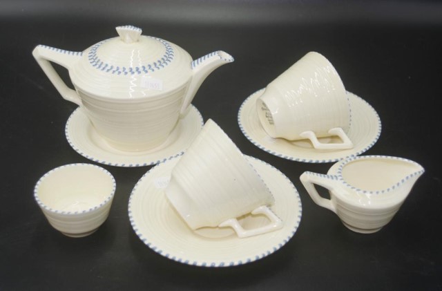 Crown ducal Stitch pattern tea set for two - Image 2 of 2