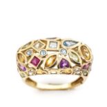 Multi gemstone and 9ct yellow gold ring