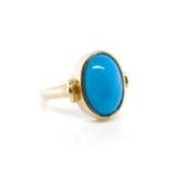 Turquoise and 9ct yellow gold ring