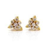 Diamond cluster and 18ct yellow gold stud earrings