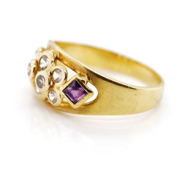 Multi gemstone set 18ct yellow gold ring - Image 3 of 4