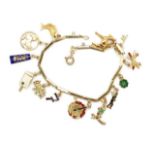 Yellow gold charm bracelet