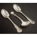 Two George IV sterling silver soup spoons